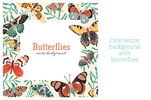 Frame Background With Butterflies