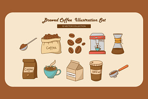 Brewed Coffee Illustration Set