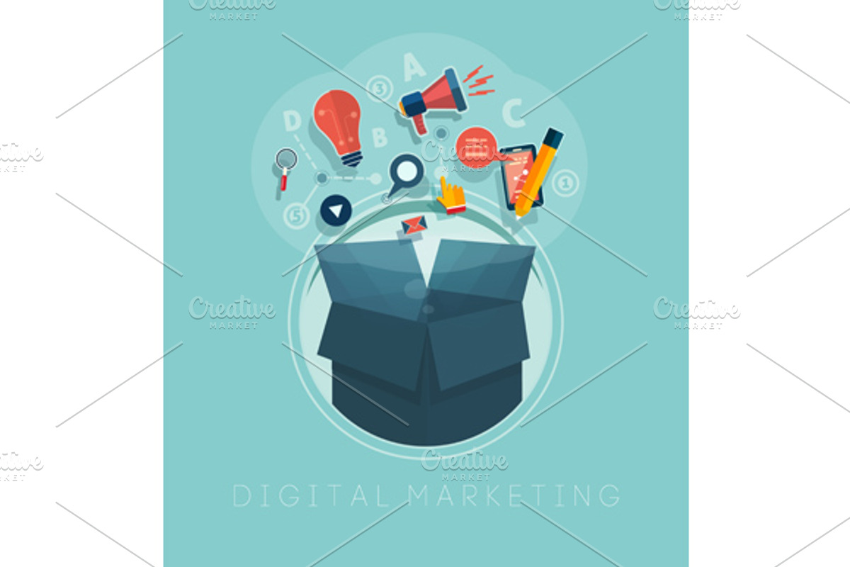 Set digital marketing concept