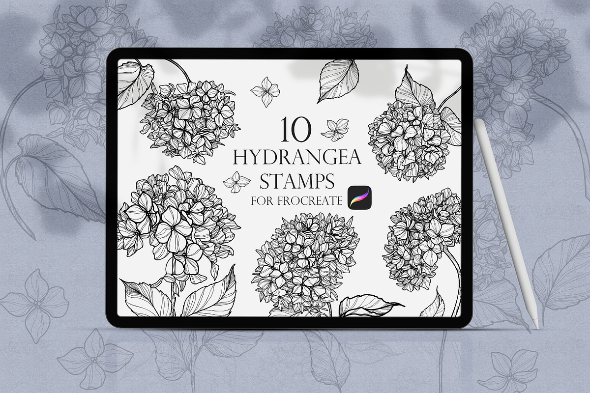 Hydrangea Procreate Stamps, a Brush Add-On by Dervik Art Store (Photo 1 of 4)