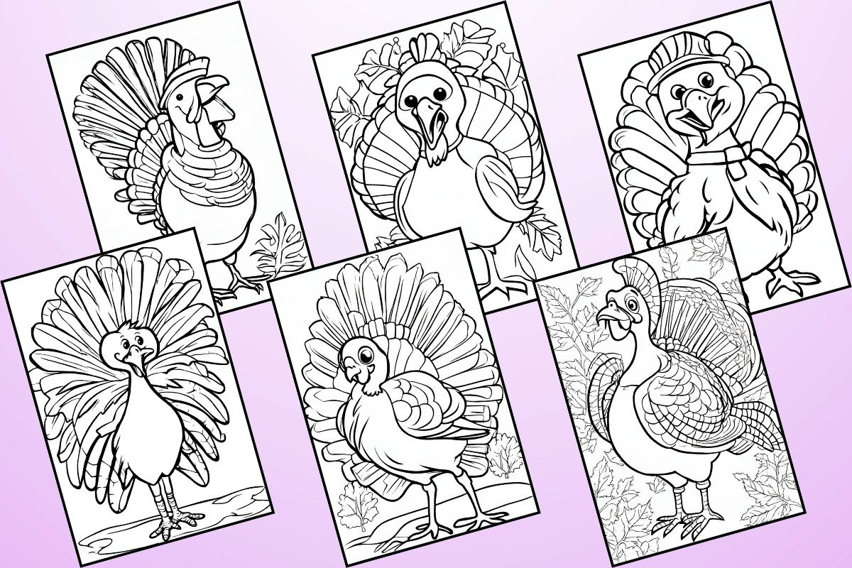 Turkey Coloring Pages for Kids, an Animal Illustration by Catchy Ideaz (Photo 3 of 3)