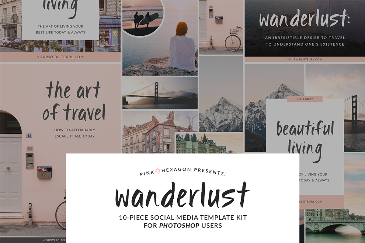 Wanderlust 10 Social Media Templates, a Social Media Template by Kimi Kinsey (Photo 1 of 6)