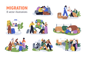 People moving set. Migration concept, a Person Illustration by Good Studio