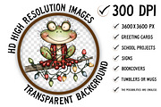 ''Coquette Christmas Frog Clipart'', an Illustration by Craft Nest (Thumbnail 4 of 8)