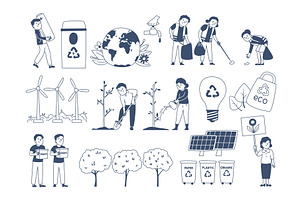 Doodle eco volunteering. Care and, an Object Illustration by LadadikArt