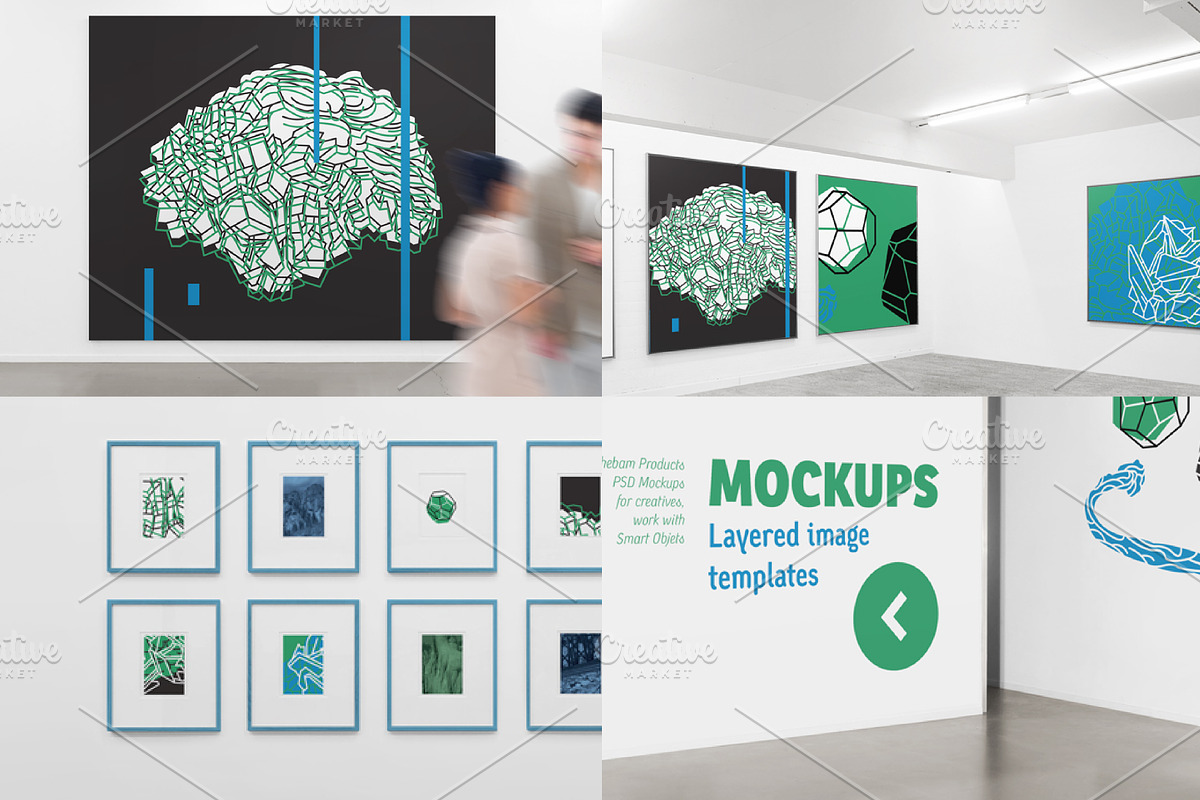 Gallery exhibition mockups, a Print Template by Formelier (Photo 3 of 5)