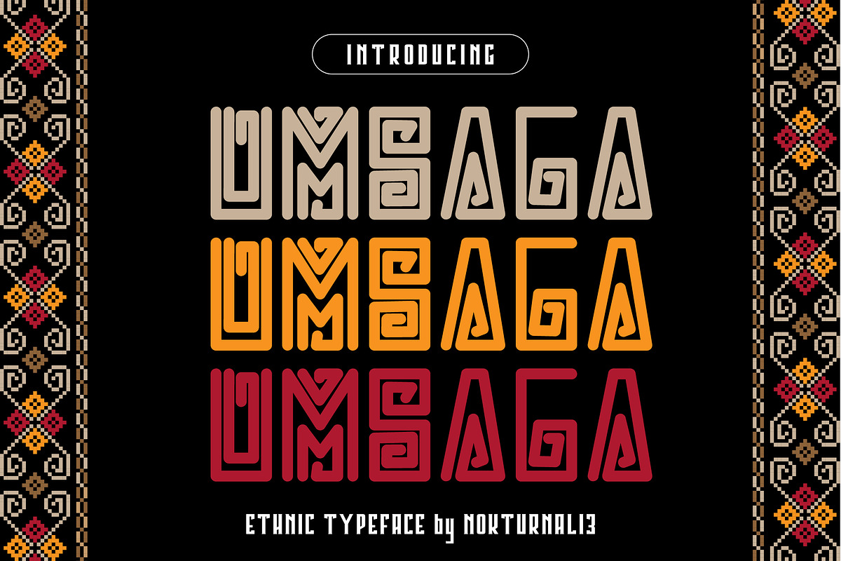 Umsaga - Ethnic Display Font, a Handwritten Font by Nokturnal13 (Photo 1 of 2)