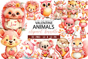 Valentine Animals Clipart, an Illustration by DreamArtGraphic (Thumbnail 1 of 4)