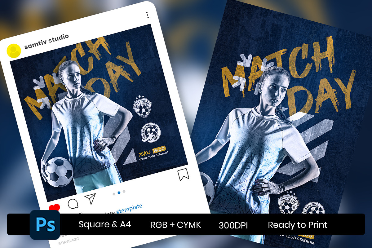 Soccer or Football Flyer Template, a Flyer Template by Samtiv Studio (Photo 1 of 3)