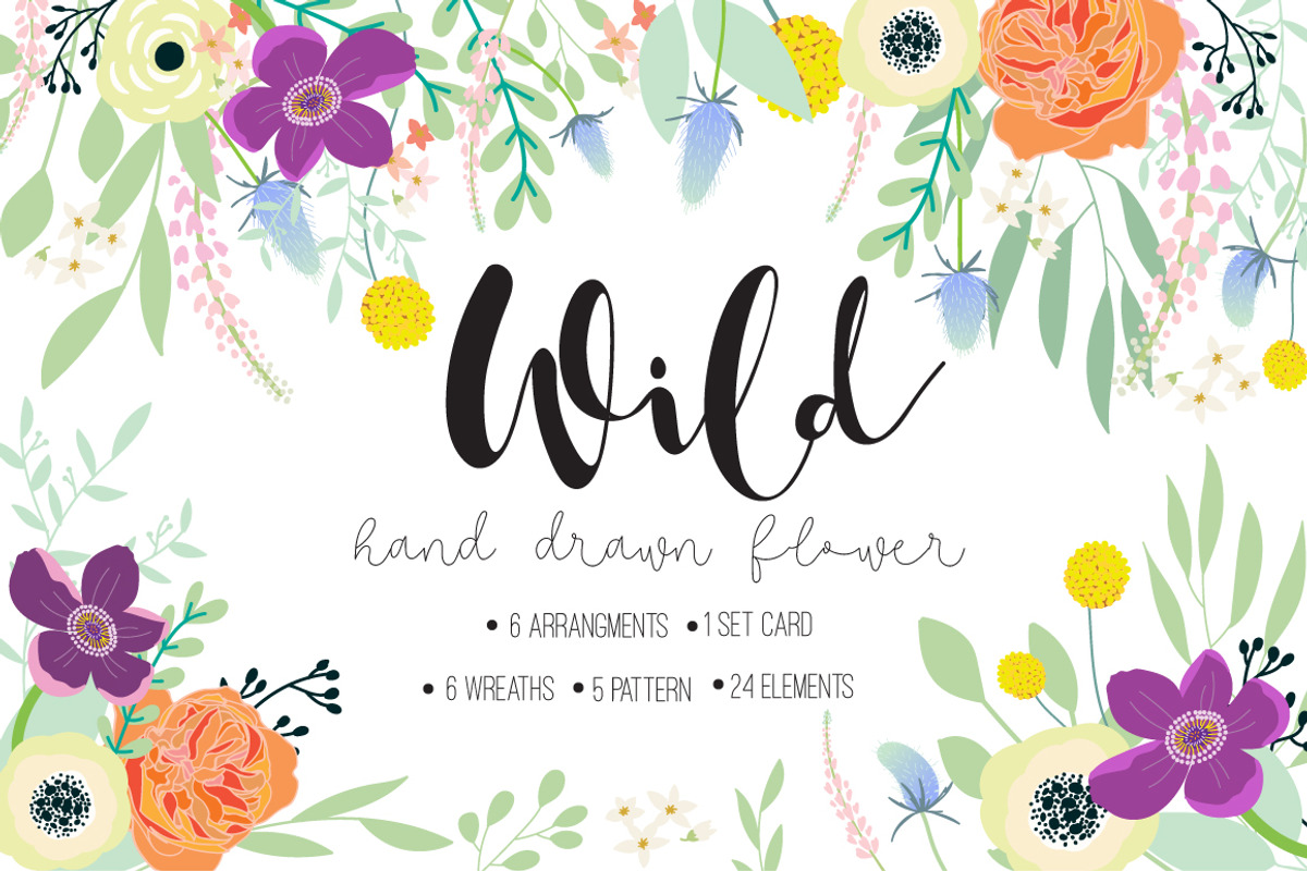 Wild FLOWER Hand drawn elements, a Decorative Illustration by MooBeer (Photo 1 of 8)