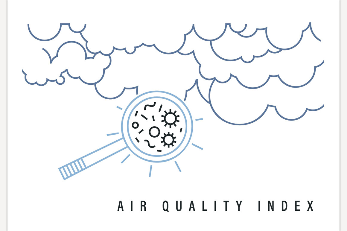 Air Quality Index poster, outline, a Healthcare Illustration by Anna's Shop