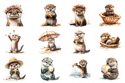 Summer Playful Otter Pups Clipart, an Illustration by Dream Creation (Thumbnail 4 of 6)