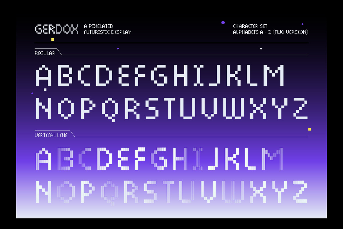 Gerdox – Pixelated Futuristic, a Sans Serif Font by Drizy (Photo 4 of 10)