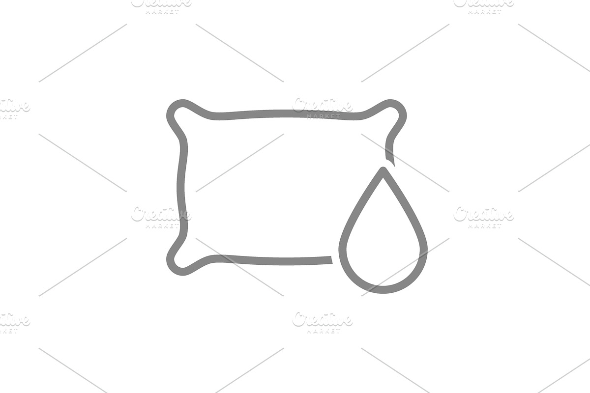 Pillow with drop line icon. Plump, an Object Illustration by GraphiShop