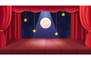 Theater stage with curtains. Empty, an Object Illustration by LadadikArt