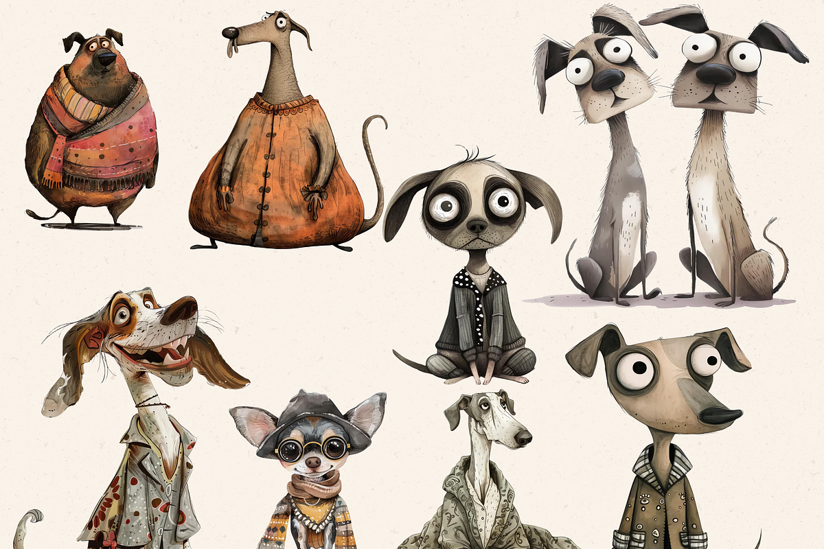 QUIRKY DOG FRIENDS CLIPART PACK, an Animal Illustration by Daring Digies (Photo 2 of 7)