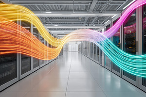 Vibrant data flow in a modern data center, a Technology Photo by AlyaAnd