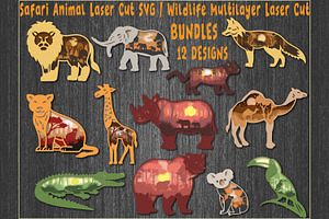 Safari Animal Laser Cut SVG Bundle, an Animal Illustration by OTVEY DESIGN
