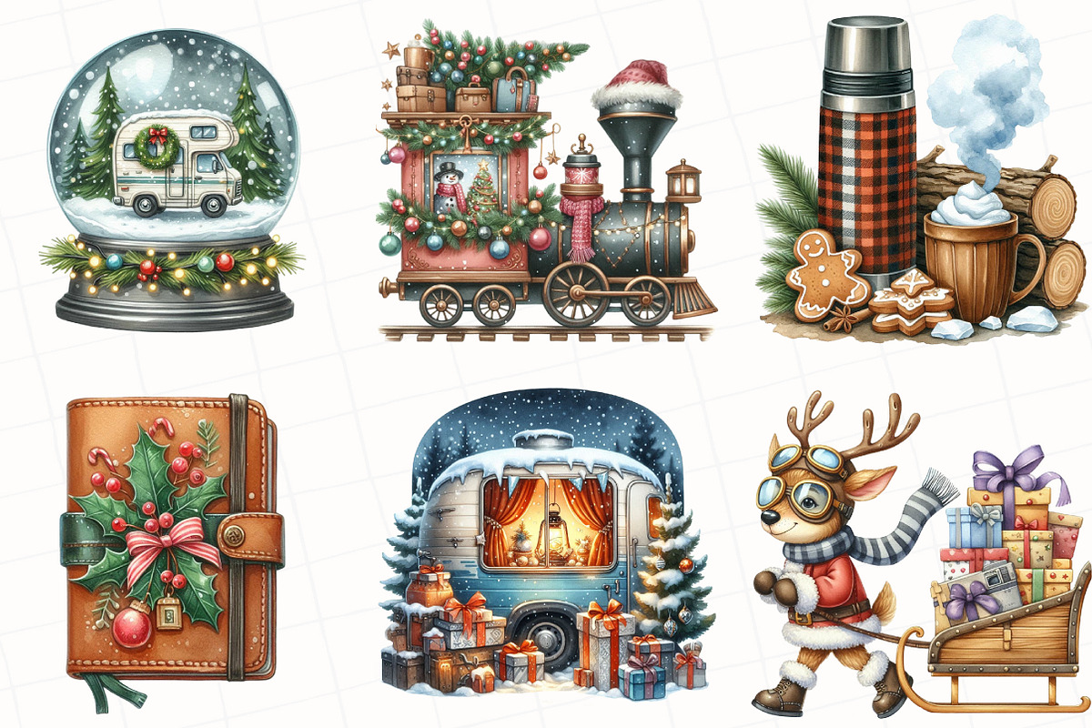 Christmas Travel Clipart, an Illustration by OK Design (Photo 2 of 5)