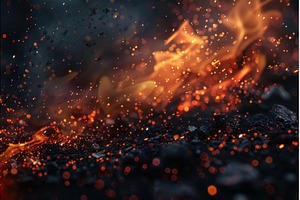 Burning embers and glowing sparks, an Abstract Photo by Ylivdesign
