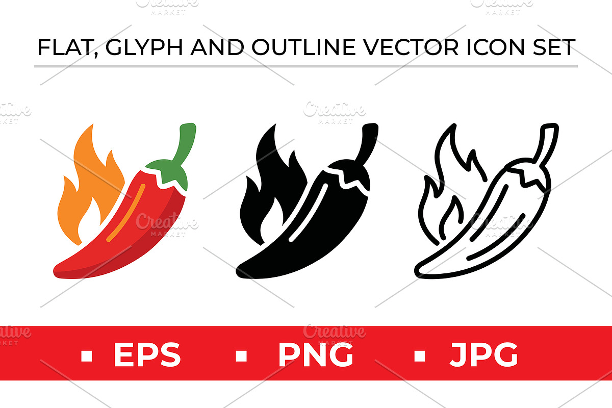Chili Pepper Icon Set Vector, an Outline Icon by Artonix (Photo 1 of 2)