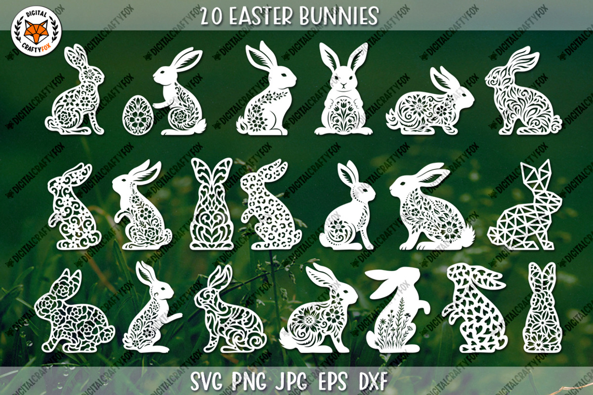 Easter Bunny Collection,Floral Bunny, an Animal Illustration by Digital_Craftyfox (Photo 2 of 20)