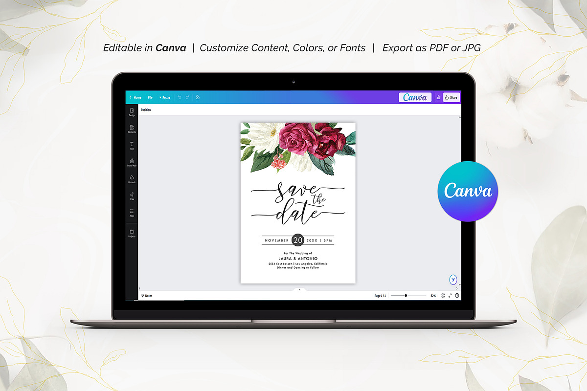 Canva Floral Save the Date Template preview 7