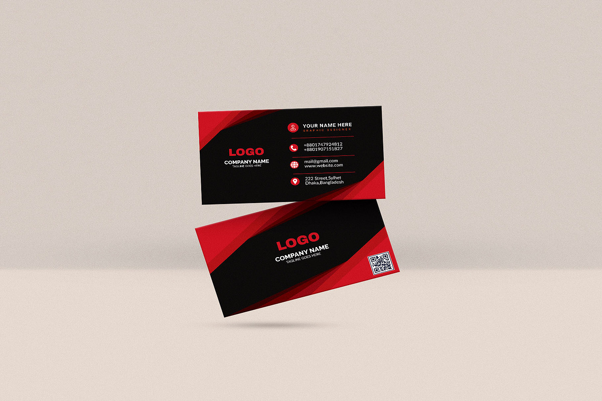 Red and black Business Card Template, a Business Card Template by Vitoria's Collection (Photo 3 of 3)