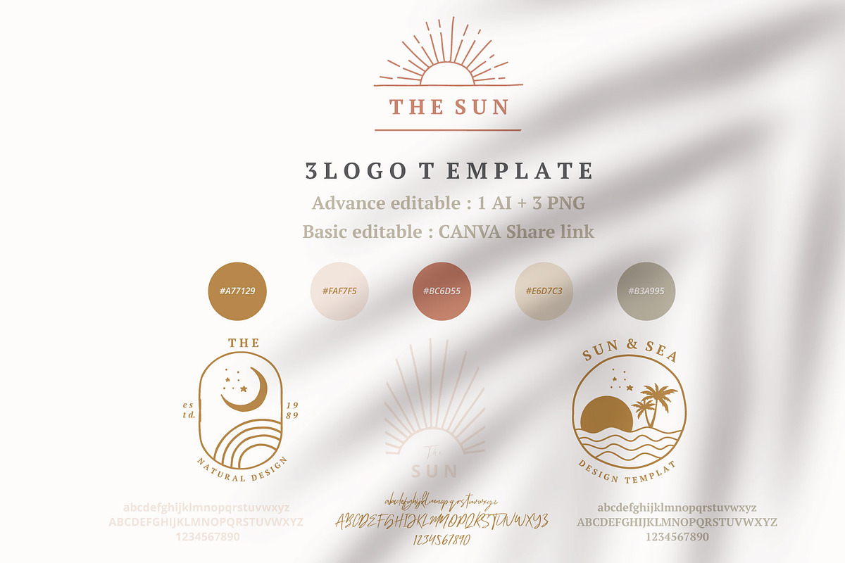 Sun bohemian logo tempplate 2#, a Branding & Logo Template by Piixypeach (Photo 2 of 7)