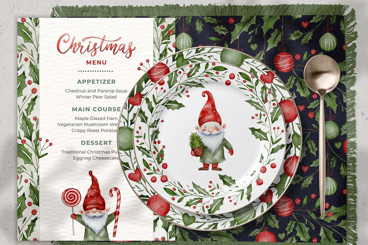 Watercolor Christmas Gnome Bundle, a Seasonal Illustration by Red Ink (Photo 5 of 10)