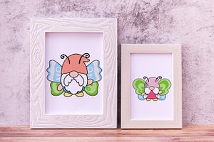 Gnomes Butterfly Filled Clipart