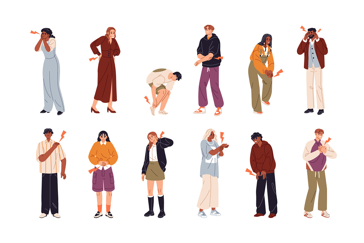 People suffer from pain, ache set, a Healthcare Illustration by PaperTrident (Photo 1 of 6)