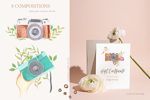 Photo Camera Watercolor Set