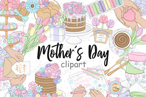 Mother's Day Pastel Clipart, an Illustration by GlamArtZhanna