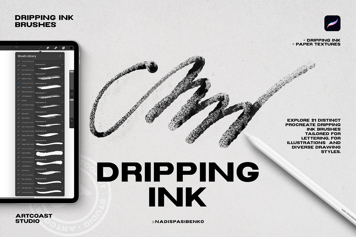 Procreate Dripping Ink, a Brush Add-On by Spasibenko Art (Photo 1 of 7)