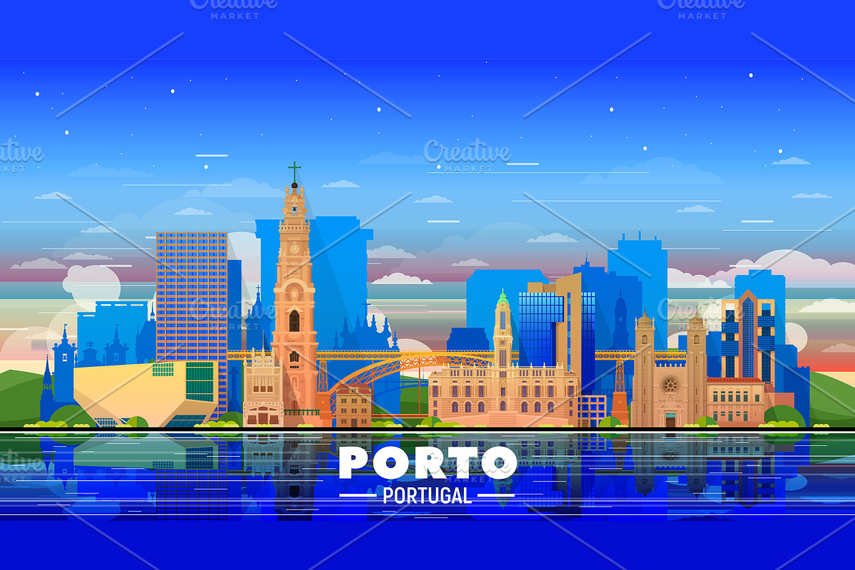 Porto Portugal skyline illustration, an Illustration by Sky and glass (Photo 3 of 7)