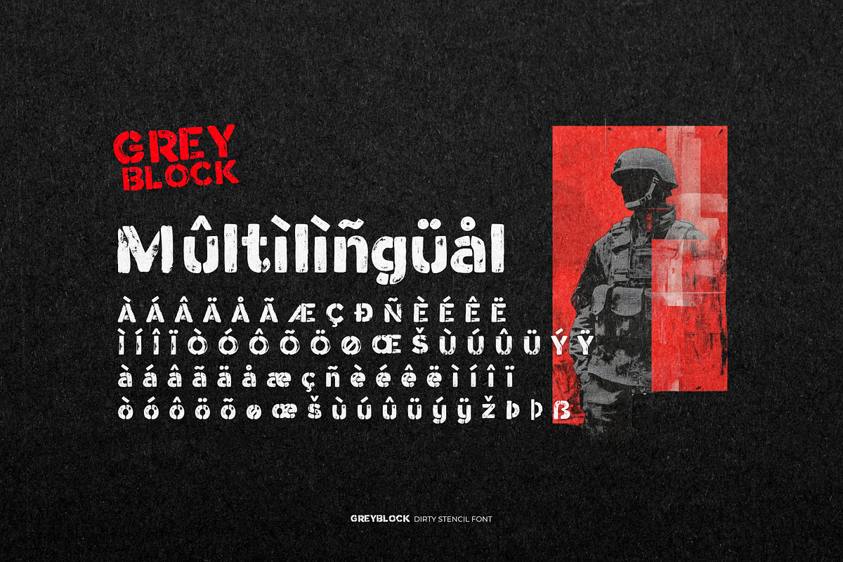 Greyblock - Dirty Stencil Font, a Symbol Font by ikiiko (Photo 7 of 7)