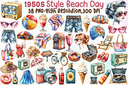 1950s Style Beach Day Clipart, an Illustration by Sublimation Artist (Thumbnail 1 of 6)
