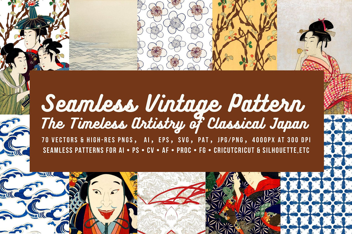 Vintage Japan Seamless Pattern 2, a Pattern Graphic by ARTOZEN DIGITAL (Photo 1 of 18)