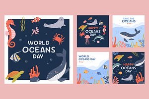 World Oceans Day poster set
