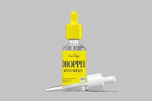 Clear Glass Dropper Bottle Mockup, a Packaging Mockup by Cekal_std