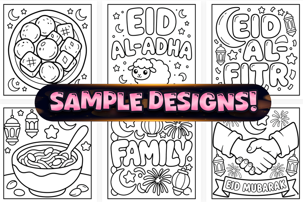 Easy Eid Mubarak Coloring Pages, a Seasonal Illustration by Craftsbeefy (Photo 3 of 4)