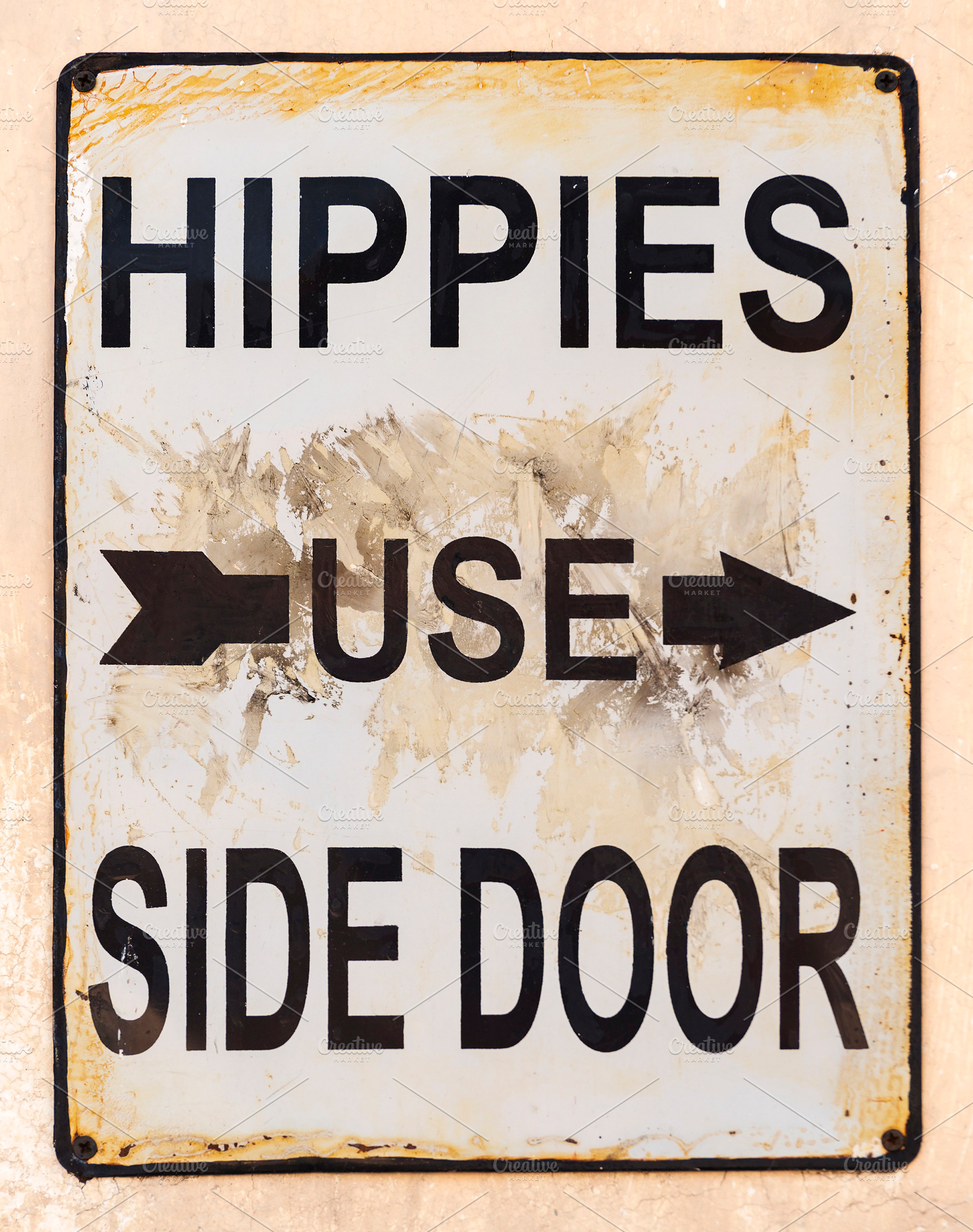 Hippies Use Side Door Sign, an Abstract Photo by THP Creative