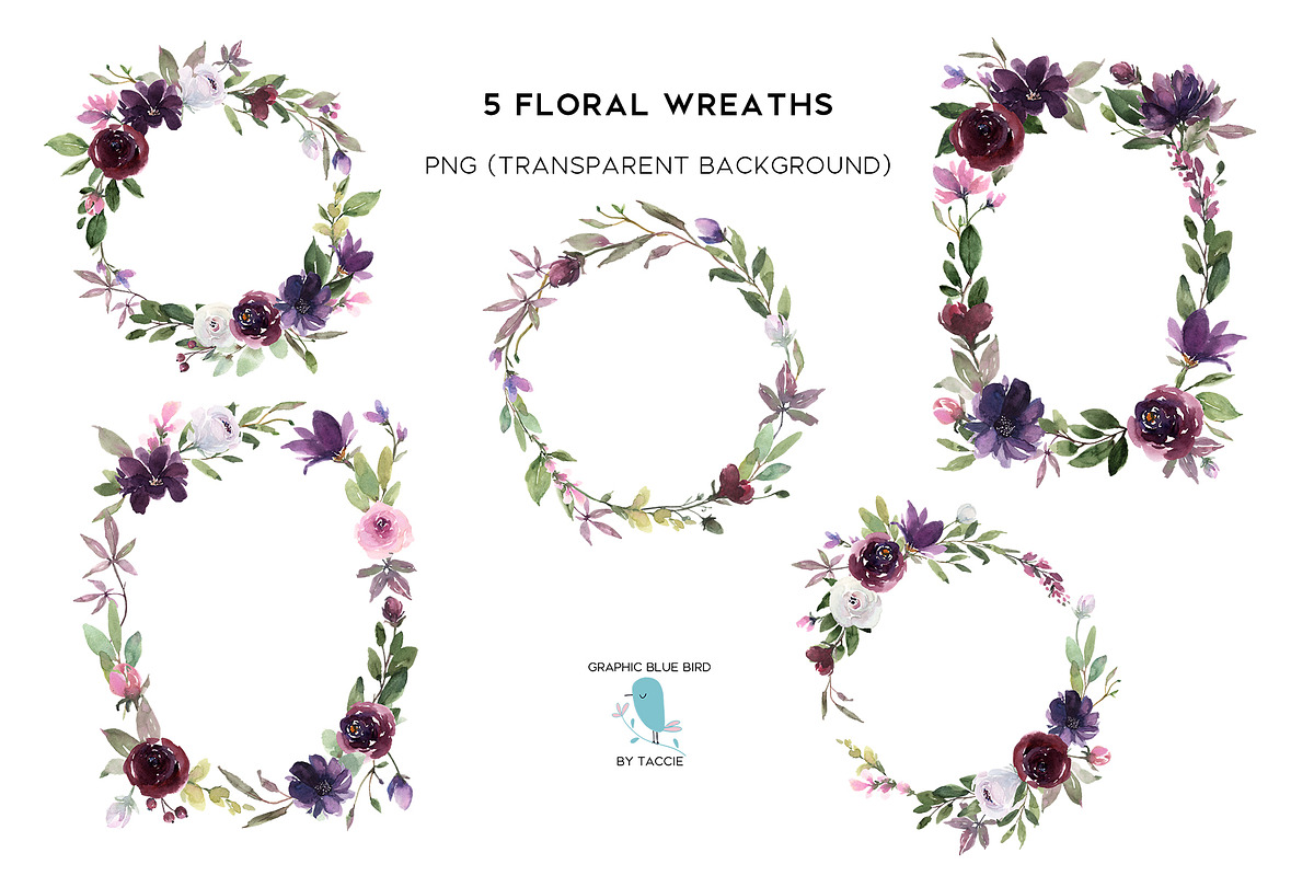 Burgundy & Plum Floral Design Kit, a Texture Illustration by Graphic Blue Bird (Photo 5 of 10)