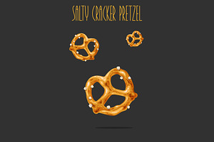 Salty cracker pretzel. Vector