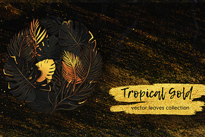 Black & Gold Tropical Leaves