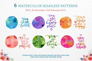 6 Watercolor Seamless Patterns