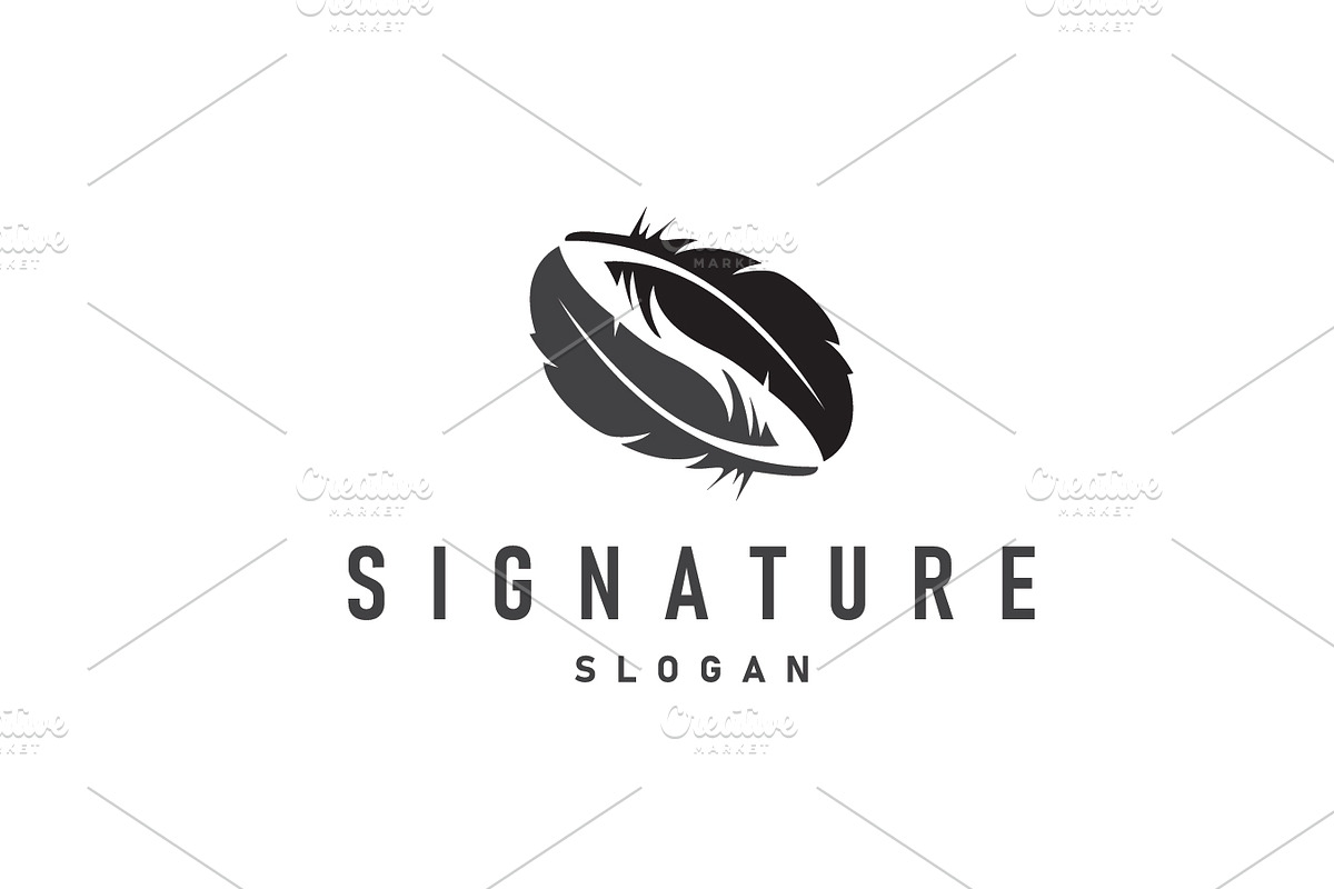 feather logo design, simple black, a Branding & Logo Template by Maylianaw28