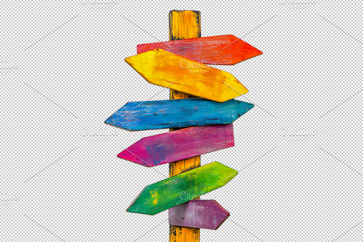 post with signs, an Illustration by VetalStock