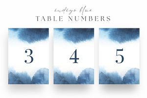 Printable indigo blue wedding number, a Stationery Template by Kolorata Art